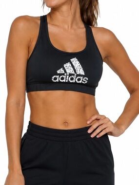 Adidas Women’s ClimaLite Sports Bra Size M Black Racerback Athletic Logo Running